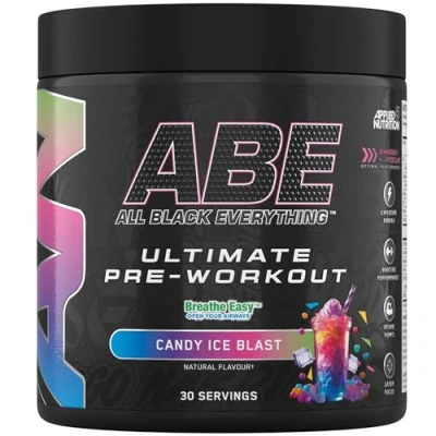 Image of Applied Nutrition ABE Pre Workout All Black Everything Powder, Energy &amp; Physical Performance with Citrulline, Creatine, Beta Alanine (375g 30 Servings) (Candy Ice Blast)