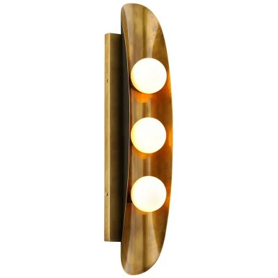 Image of Hopper 3 Light Wall Sconce Vintage Brass Bronze Accents, Glass