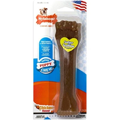 Image of Nylabone Gentle Puppy Dog Teething Chew Toy Bone, Chicken Flavour, Extra Large, for Puppies 23 kg+ (Packing May Vary).