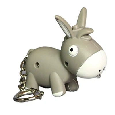 Image of ZHOUBA Lovely Donkey Pendant LED Sound Keyring Car Key Chain Handbag Hanging Decor Gift Grey