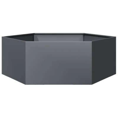 Image of vidaXL Garden Planter Outdoor Flower Pot Anthracite Hexagon Steel Raised Design, Weather Resistant, 138x120x45 cm