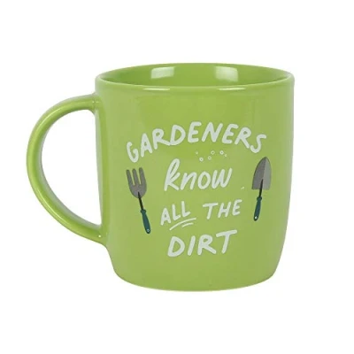 Image of Elegant Green Ceramic &quot;Gardeners Know All The Dirt&quot; Mug 9cm x 12cm (1 Pc.) Unique Design Perfect For Everyday Use