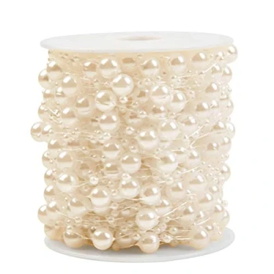 Image of 30M Artificial Pearls String Beads Chain, Pearl Bead Garland Chain for Wedding, Party,Jewelry Making,Beige