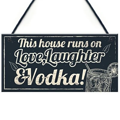 Image of RED OCEAN Fun Laughter Vodka Kitchen Plaque Alcohol Home Bar Pub Sign Friend Gift For Women