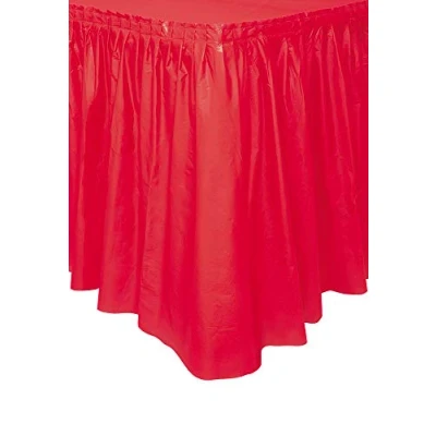 Image of Unique Party 50053 Plastic Red Table Skirt, 14ft