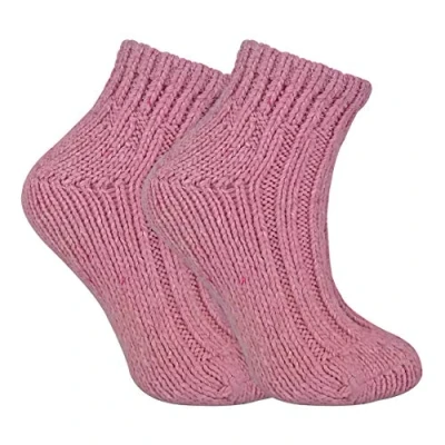 Image of Sock Snob Ladies Chunky Knit Winter Warm Ribbed Low Cut Wool Blend Ankle Boot Socks (4 8 uk, 03 Pink)