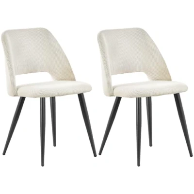 Image of LONGTOO Set of 2 Dining Chairs,Velvet Kitchen Chair,Upholstered Chair with Independent Legs for Room, Living Kitchen, Bedroom and Reception Room,Cream