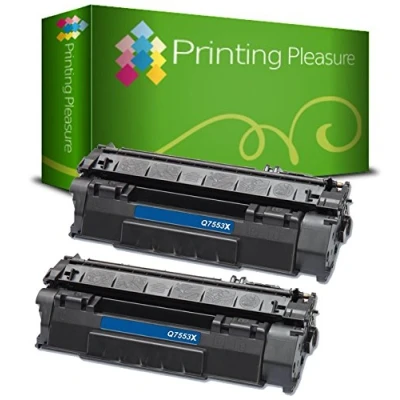 Image of Printing Pleasure 2 Compatible Q7553X 53X Toner Cartridges for HP Laserjet P2015 P2015D P2015DN P2015N P2015X P2010 P2012 P2013 P2014 P2014DN P2014X M2727 M2727NF M2727NFS MFP Black, High Yield