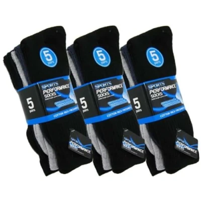 Image of OnlyBee 5 Pairs of Mens Sport Socks Size 6 to 11 White Black Dark Mix (UK, Numeric, 6, 11, Regular, Mix)