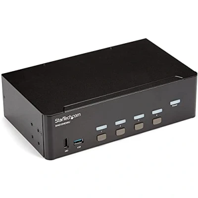 Image of StarTech.com 4 Port Dual Monitor HDMI KVM Switch with Audio &amp; USB 3.0 hub 4K 30Hz PC Mac Computer Box for Display (SV431DHD4KU)