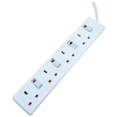 Image of Eagle 4 Gang switched extension socket with Neon Indicator fitted A 13 plug