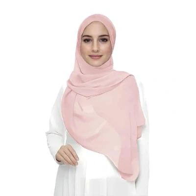 Image of Premium Chiffon Hijab Head Scarf Shawl Wrap for Muslim Women Lightweight (Blush Pink)