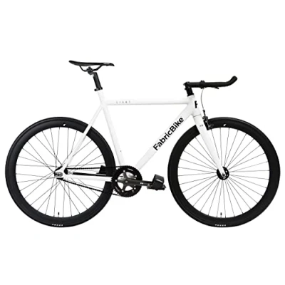 Image of FabricBike Light Fixed Gear Bike, Single Speed Bicycle, Aluminium Frame and Fork, Wheels 28&quot;, 4 Colours, 3 Sizes, 9.45 kg approx (Light Pearl White, M 54cm)