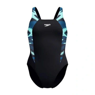 Image of Speedo Women&#039;s HyperBoom Splice Muscleback Swimsuit Classic Design Quick Drying Training Fitness Chlorine Resistant Swimsuit, Dark Teal, 28