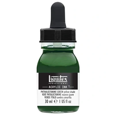 Image of Liquitex 4260319 Liquid Professional Acrylic Paints Ink, Highly Pigmented Airbrush Paint, Phthalocyanine Green, Yellow, Tone, 30 ml bottle
