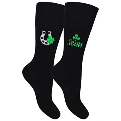 Image of TeddyT&#039;s Personalised Men&#039;s Irish St Patrick&#039;s Day Lucky Socks Gift Set (2 Pair Pack) (as8, numeric, numeric_6, numeric_11, regular, Horseshoe &amp; Clover)