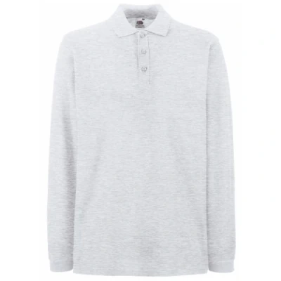 Image of Fruit of the Loom Mens Premium Long Sleeve Polo Shirt (2XL) (Ash Grey)