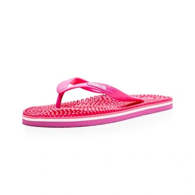 Image of Revs Lights Men&#039;s and Women&#039;s Reflexology Massage Flip Flops, Bright Pink UK6