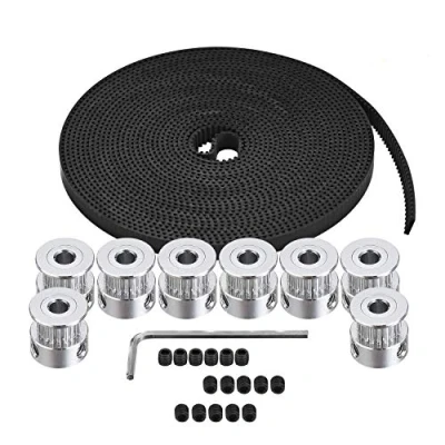 Image of TUZUK GT2 Timing Belt Pulley, 8pcs 5mm 20 Teeth Pulley Wheel and 5 Meters Rubber 2mm Pitch 6mm Wide with Allen Wrench for 3D Printer CNC