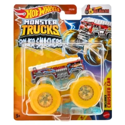 Image of Mattel Hot Wheels Monster Trucks Collectible Toy 1:64 Scale Diecast Model Vehicle HWMT Power Smashers 7/7 5 Alarm HTM70