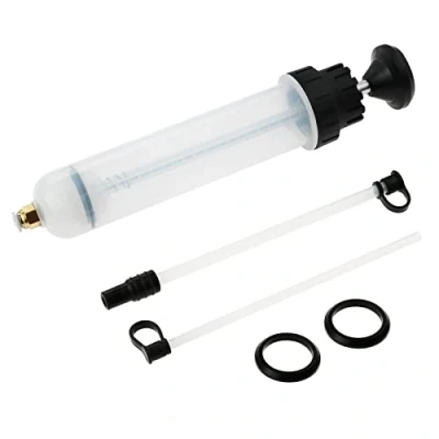Image of gohantee Oil Suction Syringe 200 ml Brake Fluid Syringe, Gearbox Filling Pump Extractor with 2 Tubes, Rubber Rings for Replace Fluids