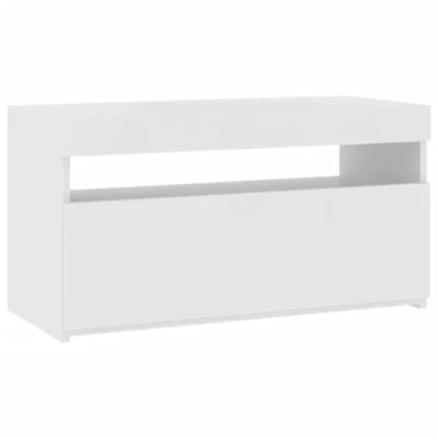 Image of vidaXL Modern White TV Cabinet with Colourful LED lights, Transferable RGB Ample Storage, 75x35x40 cm Engineered Wood Media Stand for Living Room or Bedroom