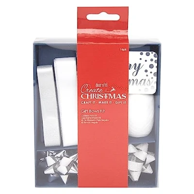 Image of Create Christmas Bow and Ribbon Set, Silver &amp; White