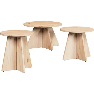Image of vidaXL Coffee Table 3 pcs Natural Solid pine wood