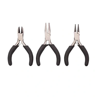 Image of Vaessen Creative Set of 3 Mini Pliers for Jewellery Making and DIY Crafts Pincer, Round Nose, Side Cutter