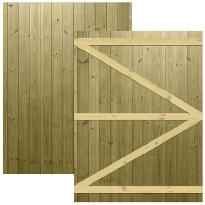 Image of Tongue &amp; Groove Interlocking Semi Braced Flat Top Pedestrian Side Garden Gate Height: 6ft (180cm) x Width: 135 cm Supplied without a Latch or Hinge Pack