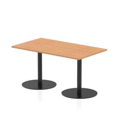 Image of Italia 1400 x 800mm Poseur Rectangular Table Oak Top 720mm High Black Leg