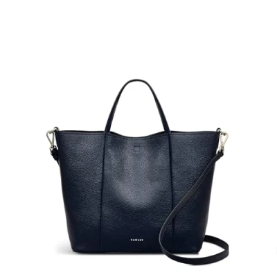 Image of RADLEY London Henrietta Place Medium Open Top Tote Bag for Women, in Soft Ink Grained Leather with Grab Handles