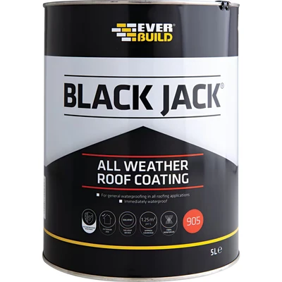 Image of 4 x EVERBUILD 5 Litre All Weather Roof Coating Compound paint seal finish 905 BLACK