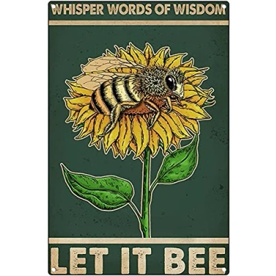 Image of Retro Green Let It Bee Vertical Poster Metal Tin Sign Vintage Wall Decor Art 8x12 Inches(20x30cm)