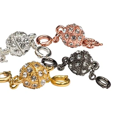 Image of Magnetic Rhinestone Jewellery Clasps Multi Ball 3.5cm Pack of 4