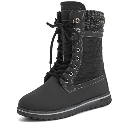 Image of Womens Quilted Short Snow Winter Faux Fur Warm Durable Waterproof Boots 3 BLK36 AYC0525