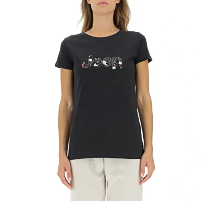 Image of JEEP Womens J Woman Botanical Print J22w T Shirt, Black, S UK