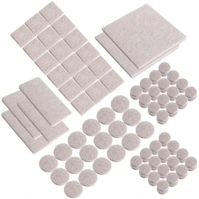 Image of Felt Furniture Pads 106 Pcs Self Adhesive Chair Anti Scratch Floor Protectors for Feet Legs Woods Floors Beige