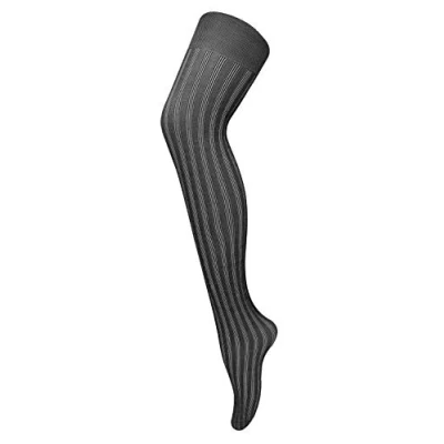 Image of Sock Snob Womens 80 Den Opaque Coloured Winter Fashion Tights (8 14 UK 36&quot;/42&quot;, Ribbed Black/White)
