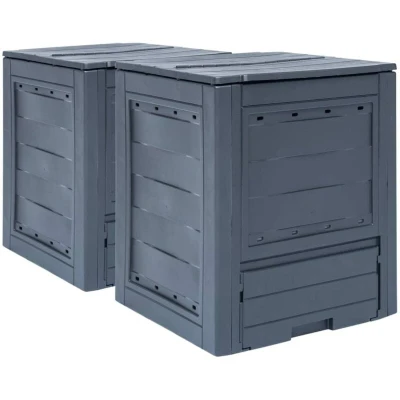 Image of vidaXL Garden Composters 2 pcs Grey 60x60x73cm 520 L