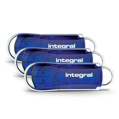 Image of Integral 32GB 3 pack USB 2.0 Flash Drive Courier Blue