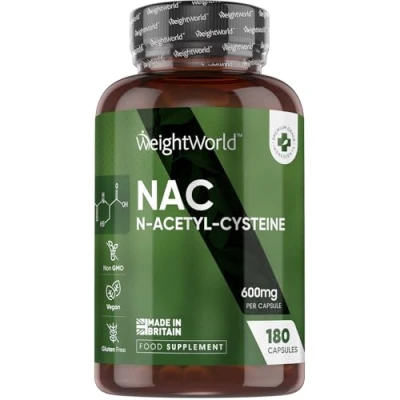 Image of NAC N Acetyl Cysteine 600mg 180 Vegan Capsules (6 Months Supply) High Strength Supplement Glutathione Highly Bioavailable, Non Toxic, Stable &amp; Amino Acid