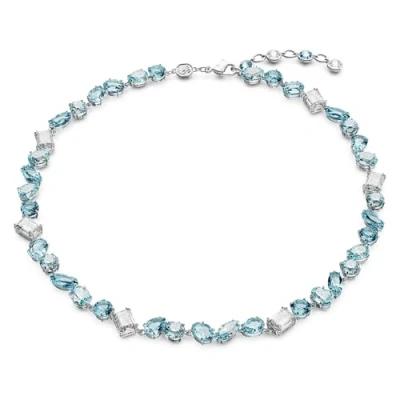 Image of Swarovski GEMA Mixed CUT Rhodium Plated Bracelet, Women&#039;s, Size: One Size, Blue