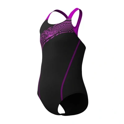 Image of Speedo Girls Medley Logo Medalist Swimsuit Swimming Costume Diva Size 7 8 Years