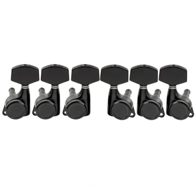 Image of Musiclily Pro 3L+3R Guitar Locking Tuners 18:1 Ratio Lock String Tuning Key Pegs Machine Heads Replacement for LP SG Style Electric Folk or Acoustic Guitar, Black with Big Hex Button