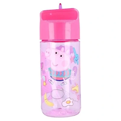 Image of OM SUPPLIES Peppa George Characters Childrens Tritan Reusable Drinking Bottle 430ml Holiday, Back to School Lunch Kids BPA free Plastic Includes Half Size 12pcs Pencil Set (Peppa)