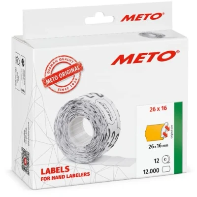 Image of Meto Price Gun Labels (26x16 mm, Two line, 12,000 Labels, Fluorescent Orange, Permanently Adhesive, for METO, Contact, Sato, Avery, Tovel, etc.)
