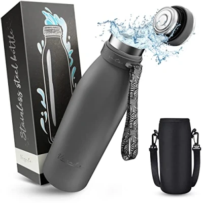 Image of Vezato Drinking Bottle Stainless Steel BPA Free Insulated 500ml Leak Proof Water with Double Insulation Thermos Dishwasher Safe Suitable for Carbonic Acid Sustainable
