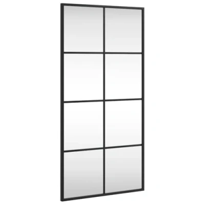 Image of vidaXL Wall Mirror Black, Rectangular, Powder Coated Iron Frame, Ideal for Bedroom, Bathroom, Living Room, Hallway, 40x80 cm