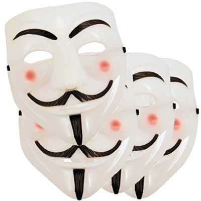 Image of V FOR VENDETTA MASK ANONYMOUS HALLOWEEN GUY FAWKES FANCY DRESS UP ADULT COSTUME